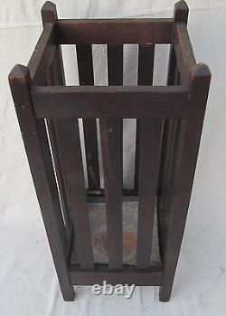 Antique Arts & Crafts Period Mission Oak Craftsman Umbrella Stand / Hall Stand