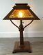 Antique Arts & Crafts Prairie School Mission Oak Craftsman Table Lamp GORGEOUS