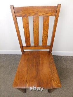 Antique Arts Crafts Solid Mission Oak Slat Back Side Desk Ind Clerk School Chair