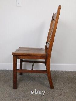 Antique Arts Crafts Solid Mission Oak Slat Back Side Desk Ind Clerk School Chair