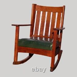 Antique Arts & Crafts Stickley Brothers Mission Oak Wing Chair & Rocker, 1910
