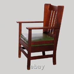 Antique Arts & Crafts Stickley Brothers Mission Oak Wing Chair & Rocker, 1910
