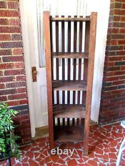 Antique Arts and Craft Mission Solid Oak Bookcase / Standing Shelf 60 tall