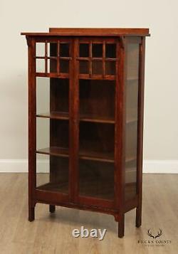 Antique Arts and Crafts Mission Oak China Cabinet