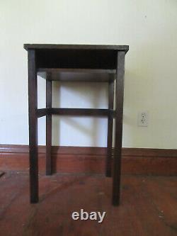 Antique Arts and Crafts Mission Oak Entry Hall Telephone Mail Desk Stand Table