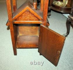 Antique Arts and Crafts Mission Oak Pipe Smoke Stand House shape
