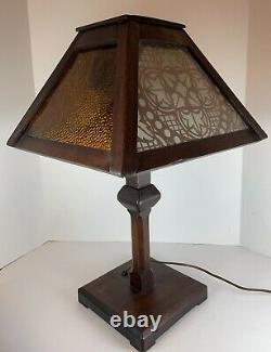 Antique Arts and Crafts Mission Oak Table Lamp Stickley Limbert Style