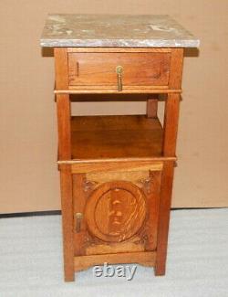 Antique Carved Mission Oak Parlor Side Table Night Smoking Stand Grand Rapids