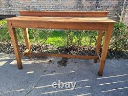 Antique Counter Height Industrial Bar Console Table Island Mission Style Oak