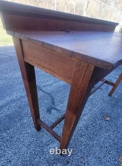 Antique Counter Height Industrial Bar Console Table Island Mission Style Oak