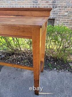 Antique Counter Height Industrial Bar Console Table Island Mission Style Oak