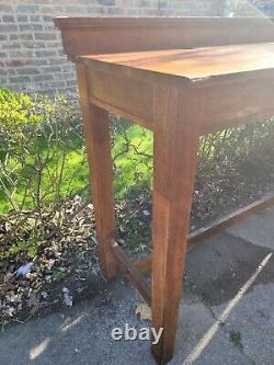 Antique Counter Height Industrial Bar Console Table Island Mission Style Oak