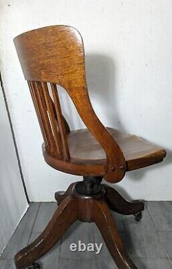 Antique Crocker Oak Wood Mission Banker Lawyer Library Office Desk Swivel Chair