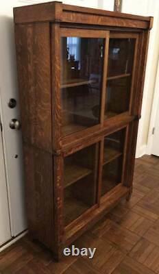 Antique DANNER OAK SECTIONAL LAWYERS (STACKING) BOOKCASE With SLIDING DOORS