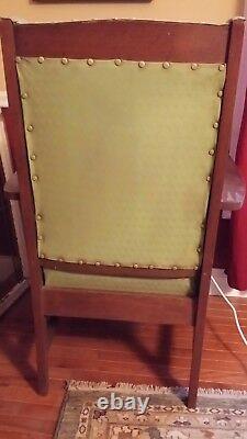 Antique Early 20th Century Mission Style Arts & Crafts Movement Oak Arm Chair