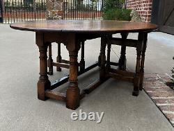 Antique English Coffee Table Bench Drop Leaf Gate Leg Oak Pegged c. 1900