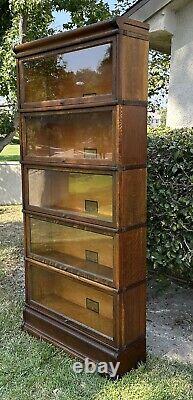 Antique Globe Wernicke (5) Stack Tiger Oak Bookcase