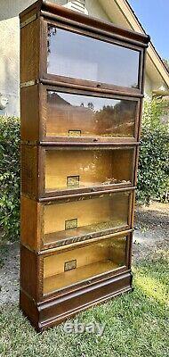 Antique Globe Wernicke (5) Stack Tiger Oak Bookcase