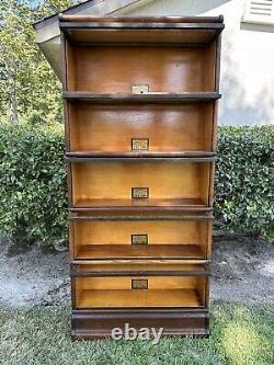 Antique Globe Wernicke (5) Stack Tiger Oak Bookcase