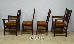Antique Gustav Stickley Mission Oak Set of 4 Dining Chairs