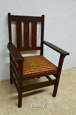 Antique Gustav Stickley Mission Oak Set of 4 Dining Chairs