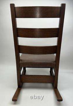 Antique Gustav Stickley Mission Oak Sewing Rocking Chair Signed model 305