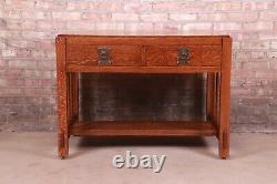 Antique Imperial Mission Oak Arts & Crafts Writing Desk, Newly Refinished