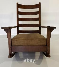 Antique L & JG Stickley Large Mission Oak Rocking Chair