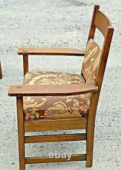 Antique L & JG Stickley Mission Oak Arm Chair Arts & Craft Rare Back Cushin