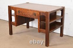 Antique Lifetime Furniture Mission Oak Arts & Crafts Desk With Built-In Bookcase