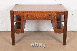 Antique Lifetime Furniture Mission Oak Arts & Crafts Desk With Built-In Bookcase