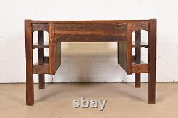 Antique Lifetime Furniture Mission Oak Arts & Crafts Desk With Built-In Bookcase