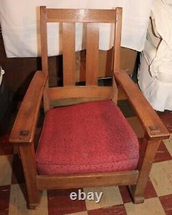 Antique Limbert Rocking Chair Oak Rocker Charles Stickley Era Mission