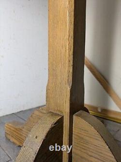 Antique Mission Arts & Crafts Industrial Style Oak Wood Coat Rack Tree R27