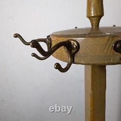 Antique Mission Arts & Crafts Industrial Style Oak Wood Coat Rack Tree R27