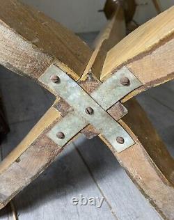 Antique Mission Arts & Crafts Industrial Style Oak Wood Coat Rack Tree R27