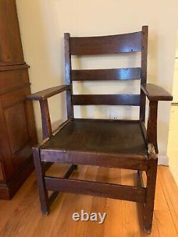 Antique Mission Arts & Crafts L & JG Stickley Oak Ladder back Chair 1912-1917