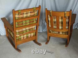 Antique Mission Arts & Crafts Oak Craft Low Back Rocker Rocking Chair