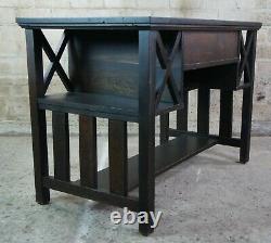 Antique Mission Arts & Crafts Oak Library Bookcase Writing Desk Table 42