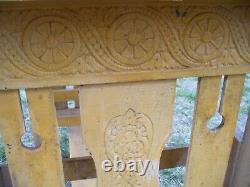 Antique Mission Arts & Crafts Oak Library Table Magazine Rack Old Mustard Paint