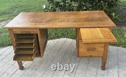 Antique Mission Arts & Crafts Oak Office Desk Craftsman Teacher Desk Buyer$ship