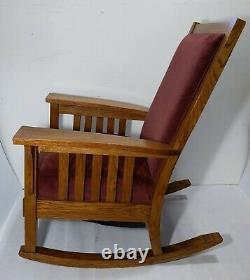 Antique Mission Arts & Crafts Quartersawn Solid Tiger Oak Wood Rocking Chair