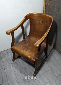 Antique Mission Arts & Crafts Quartersawn Tiger Oak Bentwood Rocking Chair