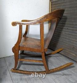 Antique Mission Arts & Crafts Quartersawn Tiger Oak Bentwood Rocking Chair