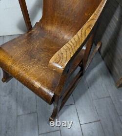 Antique Mission Arts & Crafts Quartersawn Tiger Oak Bentwood Rocking Chair