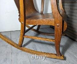 Antique Mission Arts & Crafts Quartersawn Tiger Oak Bentwood Rocking Chair