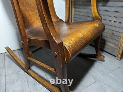 Antique Mission Arts & Crafts Quartersawn Tiger Oak Bentwood Rocking Chair