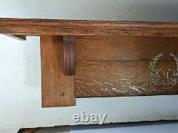 Antique Mission Arts & Crafts Quartersawn Tiger Oak Wood Wall Mantel Shelf