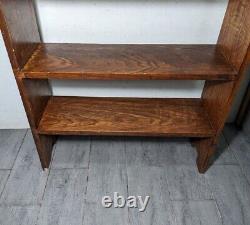 Antique Mission Arts & Crafts Rustic Oak Wood Bookcase Bookshelf Display Shelf