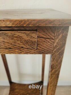 Antique Mission Arts & Crafts Style Side Table Plant Accent Handmade Tiger Oak